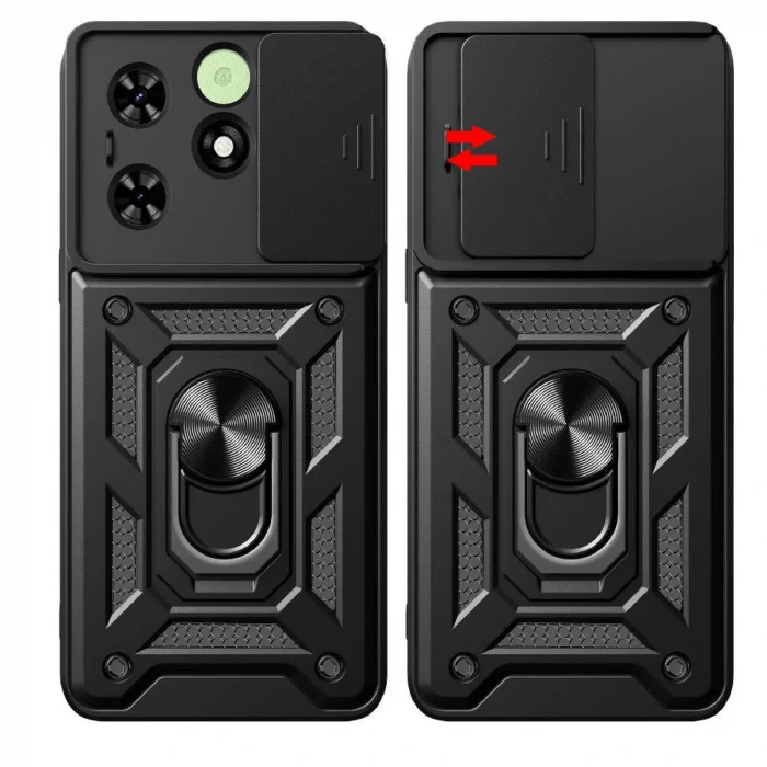 Tecno Spark 20C Kılıf Magnetik Standlı Kamera Korumalı Sürgülü Vega Kapak