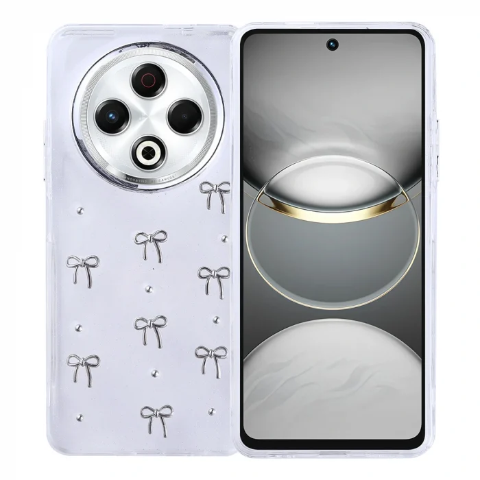 Tecno Spark 30 4G Kılıf Airbag Tasarımlı Simli Şeffaf Kutup Kapak