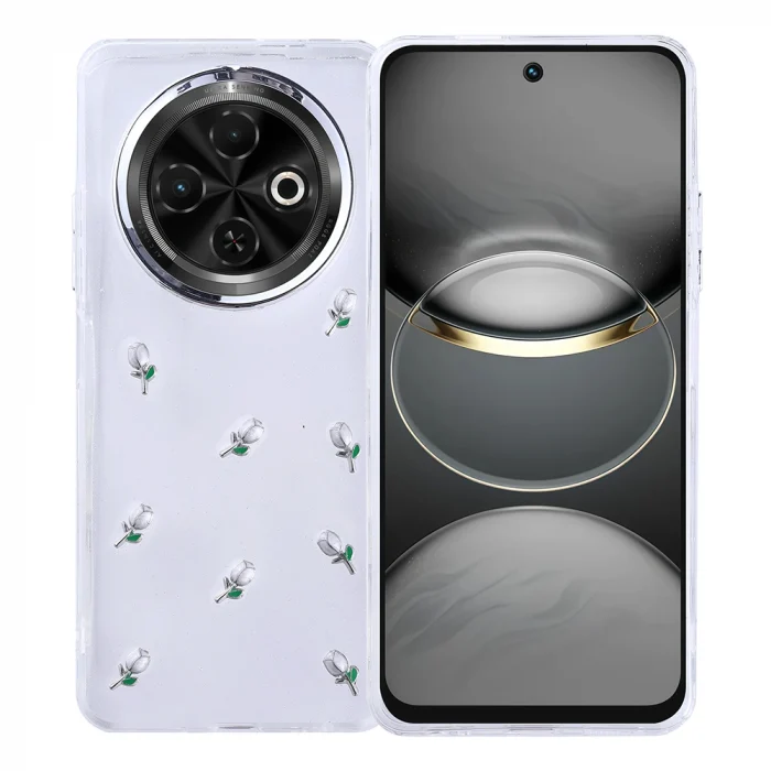 Tecno Spark 30C Kılıf Airbag Tasarımlı Simli Şeffaf Kutup Kapak