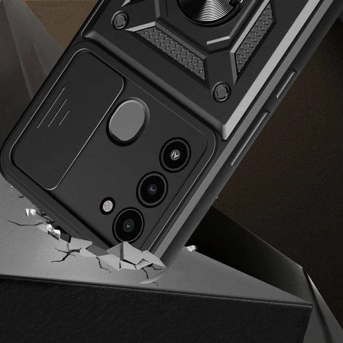 Tecno Spark 8C Kılıf Magnetik Standlı Kamera Korumalı Sürgülü Vega Kapak