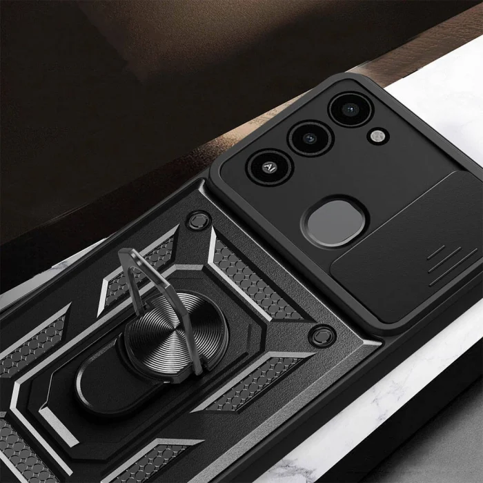 Tecno Spark 8C Kılıf Magnetik Standlı Kamera Korumalı Sürgülü Vega Kapak