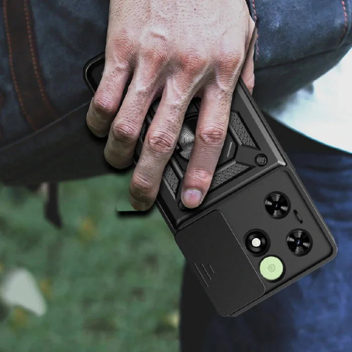 Tecno Spark Go 2024 Kılıf Magnetik Standlı Kamera Korumalı Sürgülü Vega Kapak