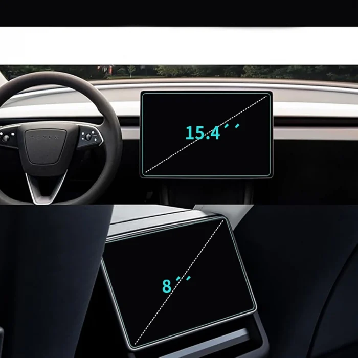 Tesla Yeni Model Y 2in1 Araç Multimedya Ekran Koruyucu Uygulama Aparatlı Premium Temperli Cam Ekran Koruyucu