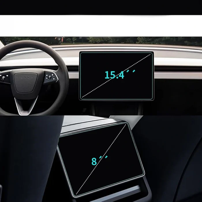 Tesla Yeni Model Y 2in1 Araç Multimedya Ekran Koruyucu Uygulama Aparatlı Premium Temperli Cam Ekran Koruyucu