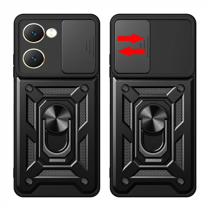 Vivo Y18 Kılıf Magnetik Standlı Kamera Korumalı Sürgülü Vega Kapak