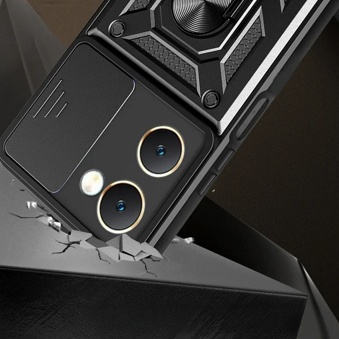 Vivo Y18 Kılıf Magnetik Standlı Kamera Korumalı Sürgülü Vega Kapak