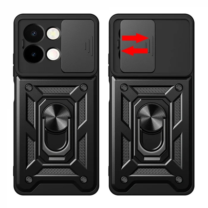 Vivo Y28 Kılıf Magnetik Standlı Kamera Korumalı Sürgülü Vega Kapak