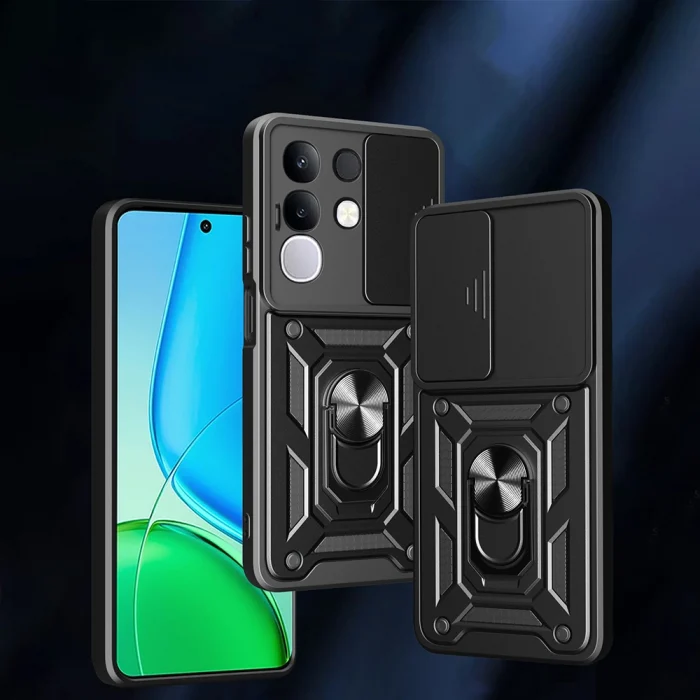 Vivo Y29 4G Kılıf Magnetik Standlı Kamera Korumalı Sürgülü Vega Kapak