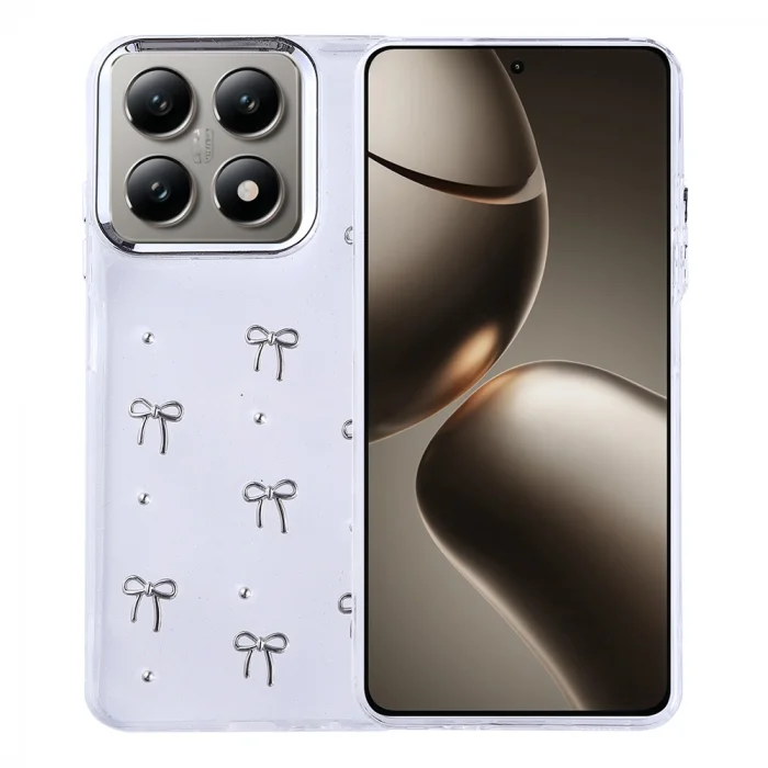 Xiaomi 14T Kılıf Airbag Tasarımlı Simli Şeffaf Kutup Kapak