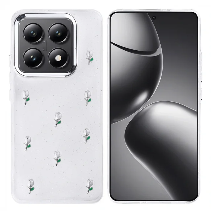 Xiaomi 14T Pro Kılıf Airbag Tasarımlı Simli Şeffaf Kutup Kapak