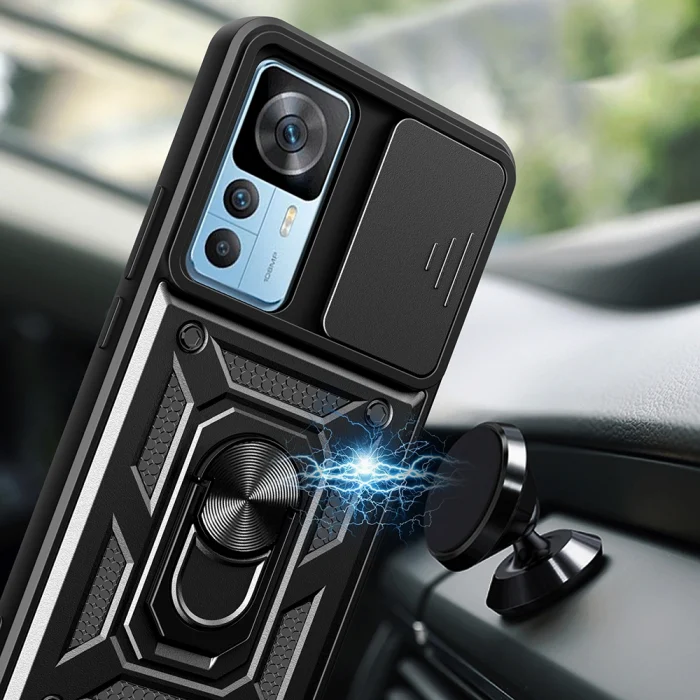 Xiaomi Mi 12T Kılıf Magnetik Standlı Kamera Korumalı Sürgülü Vega Kapak