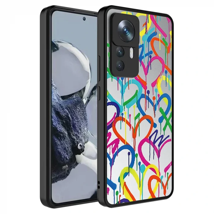 Xiaomi Mi 12T Pro Kılıf Aynalı Desenli Kamera Korumalı Parlak Mirror Kapak