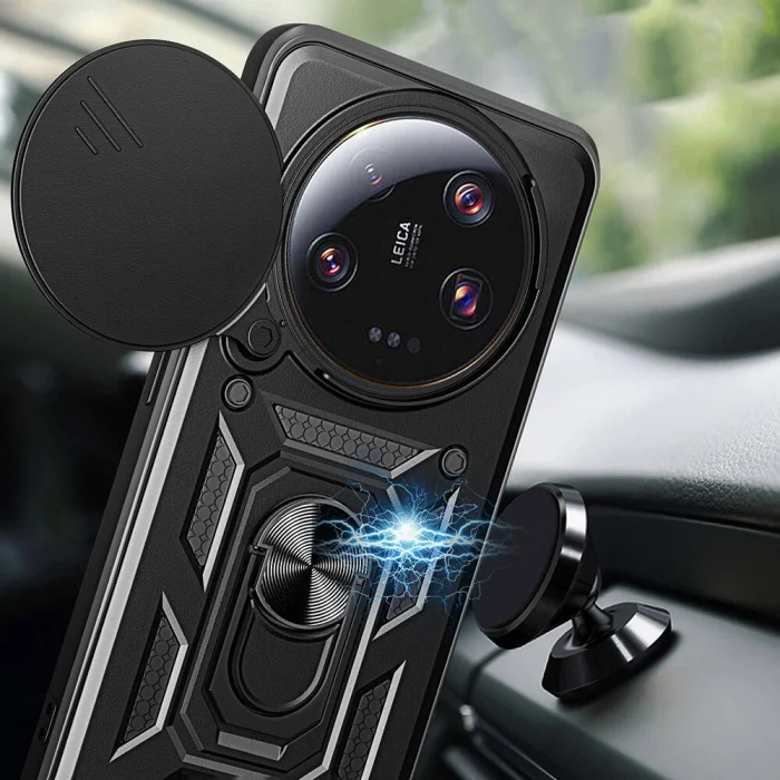 Xiaomi Mi 13 Ultra Kılıf Magnetik Standlı Kamera Korumalı Sürgülü Vega Kapak