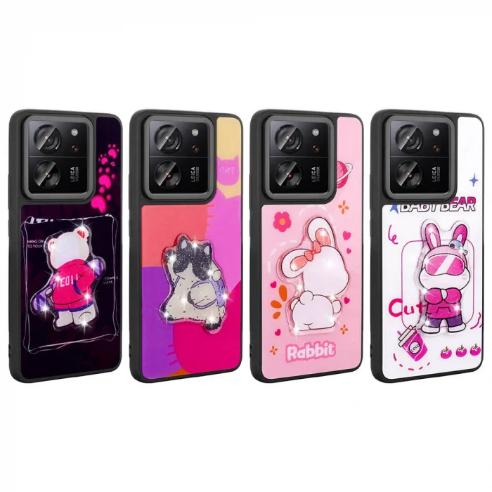 Xiaomi Mi 13T Pro Kılıf Parlayan Kabartmalı İkonik Figürlü Amas Silikon Kapak