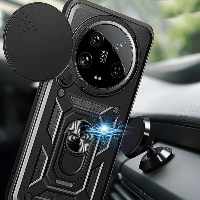 Xiaomi Mi 14 Ultra Kılıf Magnetik Standlı Kamera Korumalı Sürgülü Vega Kapak