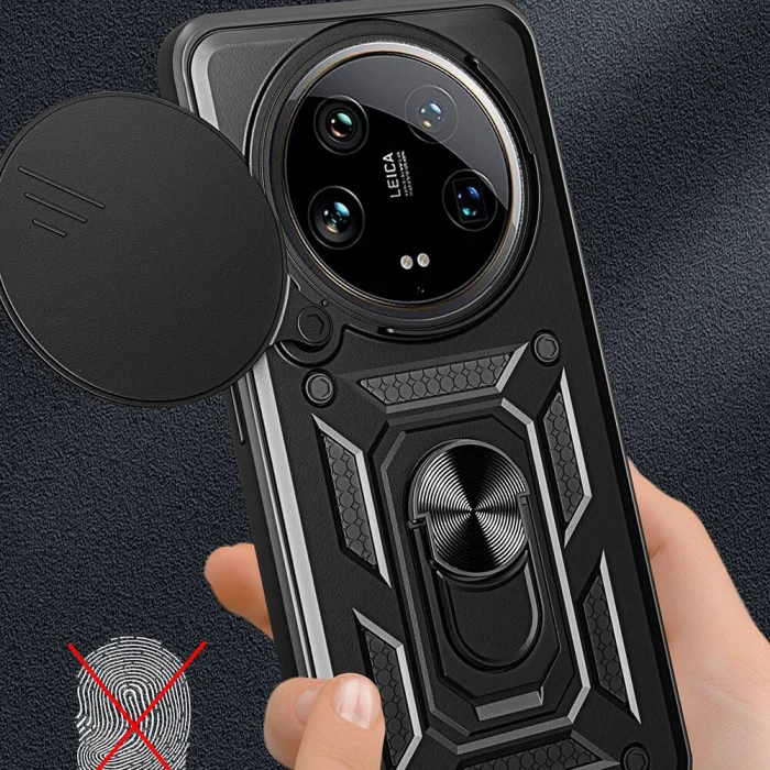 Xiaomi Mi 14 Ultra Kılıf Magnetik Standlı Kamera Korumalı Sürgülü Vega Kapak