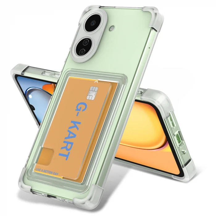 Xiaomi Poco C65 Kılıf Airbag Tasarımlı Şeffaf Kartlıklı G-Kart Kapak