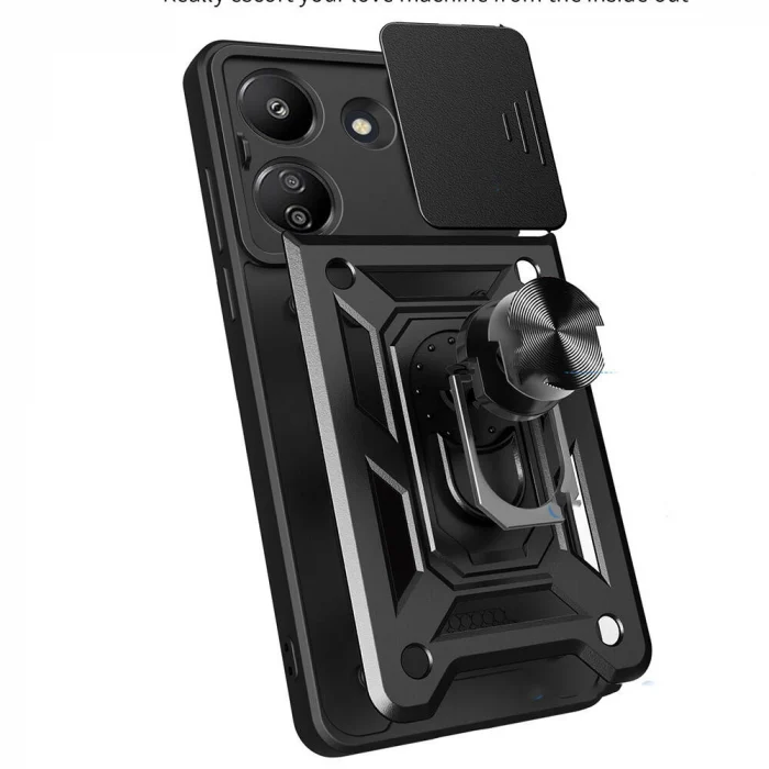 Xiaomi Poco C65 Kılıf Magnetik Standlı Kamera Korumalı Sürgülü Vega Kapak