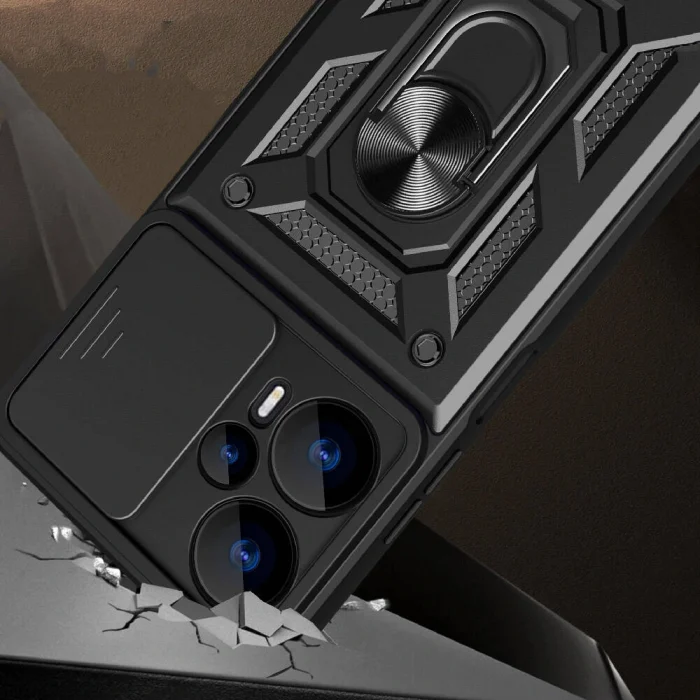 Xiaomi Poco F5 Kılıf Magnetik Standlı Kamera Korumalı Sürgülü Vega Kapak