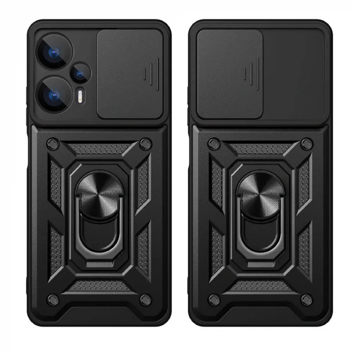 Xiaomi Poco F5 Kılıf Magnetik Standlı Kamera Korumalı Sürgülü Vega Kapak