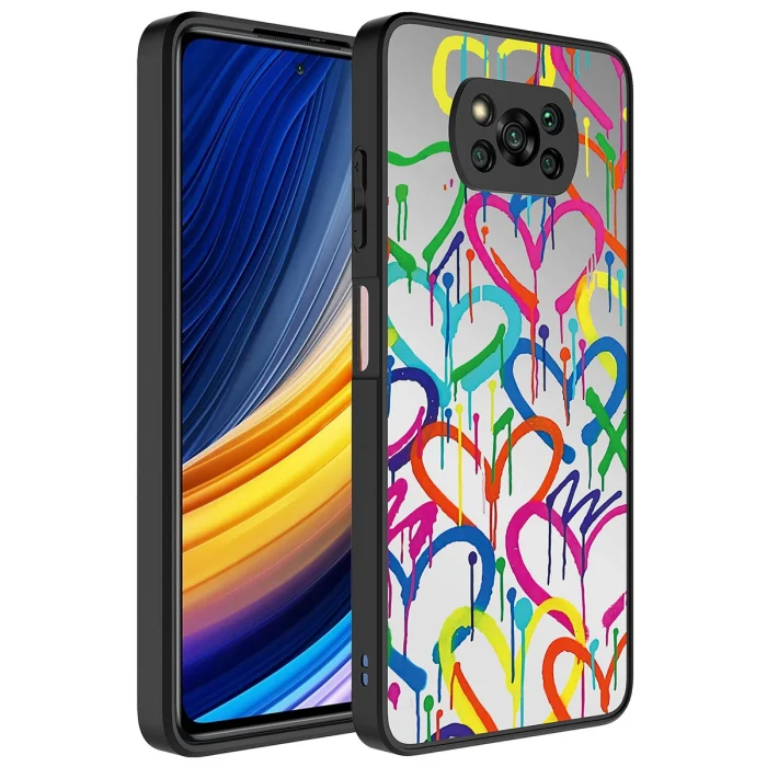 Xiaomi Poco X3 Kılıf Aynalı Desenli Kamera Korumalı Parlak Mirror Kapak