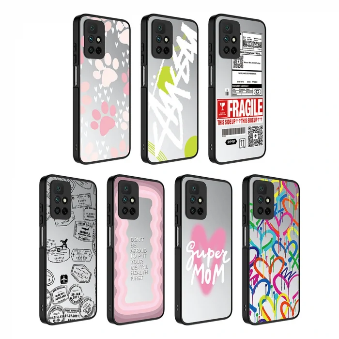 Xiaomi Redmi 10 Kılıf Aynalı Desenli Kamera Korumalı Parlak Mirror Kapak