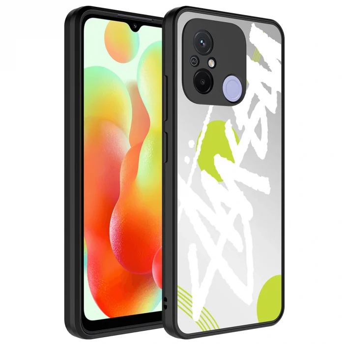 Xiaomi Redmi 12C Kılıf Aynalı Desenli Kamera Korumalı Parlak Mirror Kapak