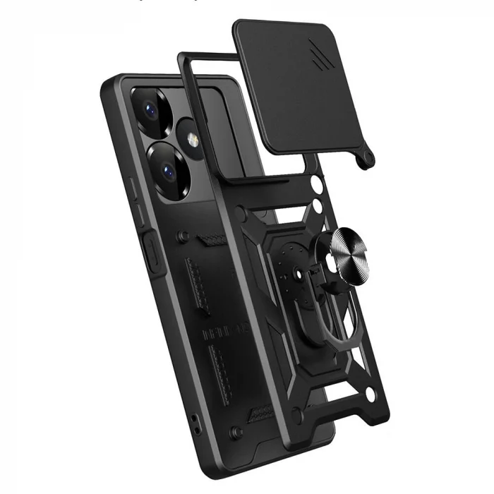 Xiaomi Redmi 13 4G Kılıf Magnetik Standlı Kamera Korumalı Sürgülü Vega Kapak