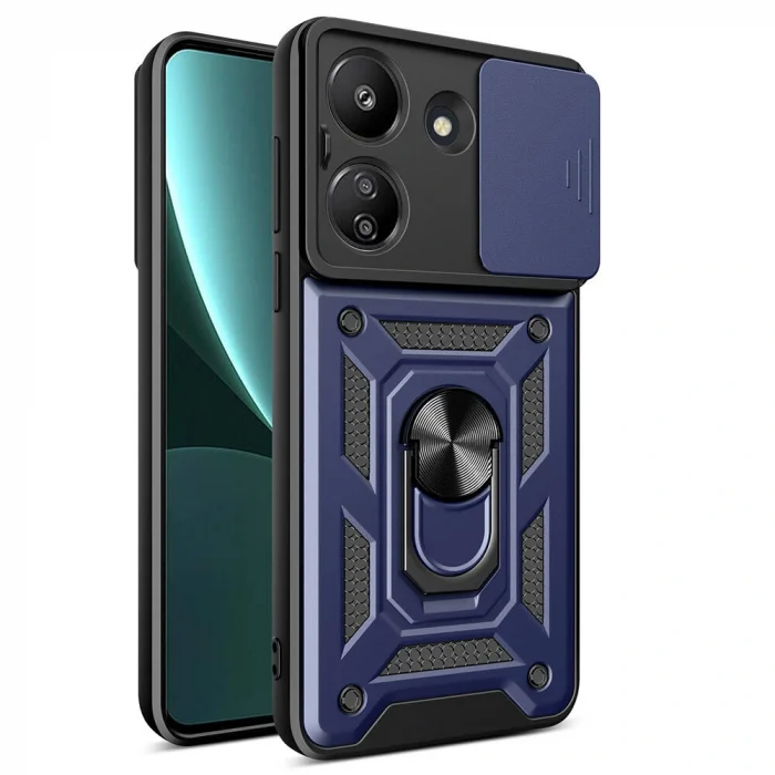 Xiaomi Redmi 13C Kılıf Magnetik Standlı Kamera Korumalı Sürgülü Vega Kapak