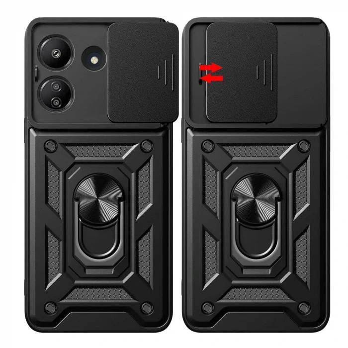 Xiaomi Redmi 13C Kılıf Magnetik Standlı Kamera Korumalı Sürgülü Vega Kapak