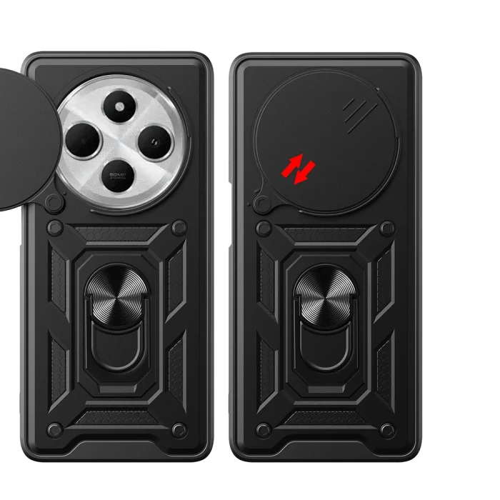 Xiaomi Redmi 14C 4G Kılıf Magnetik Standlı Kamera Korumalı Sürgülü Vega Kapak