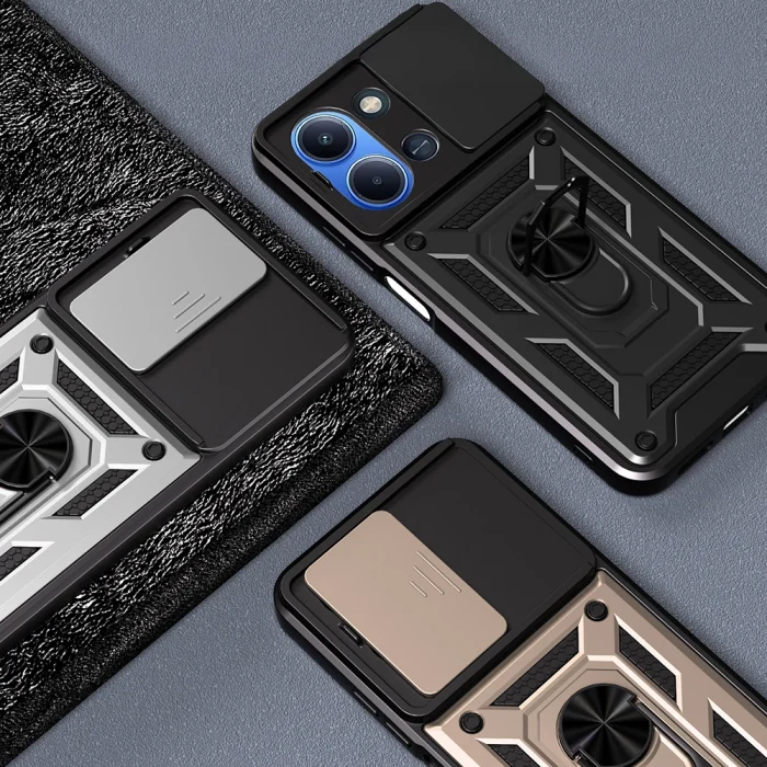 Xiaomi Redmi 15C Kılıf Magnetik Standlı Kamera Korumalı Zore Sürgülü Vega Kapak