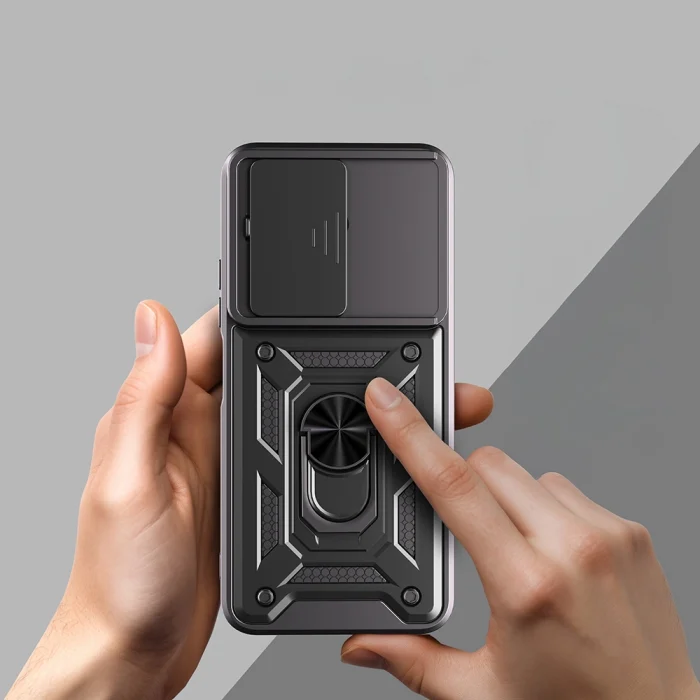 Xiaomi Redmi 15C Kılıf Magnetik Standlı Kamera Korumalı Zore Sürgülü Vega Kapak
