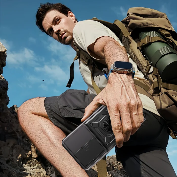 Xiaomi Redmi 15C Kılıf Magnetik Standlı Kamera Korumalı Zore Sürgülü Vega Kapak