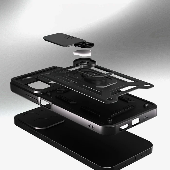 Xiaomi Redmi 15C Kılıf Magnetik Standlı Kamera Korumalı Zore Sürgülü Vega Kapak