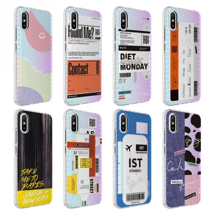 Xiaomi Redmi 9A Kılıf Airbag Kenarlı Renkli Desenli Silikon Elegans Kapak