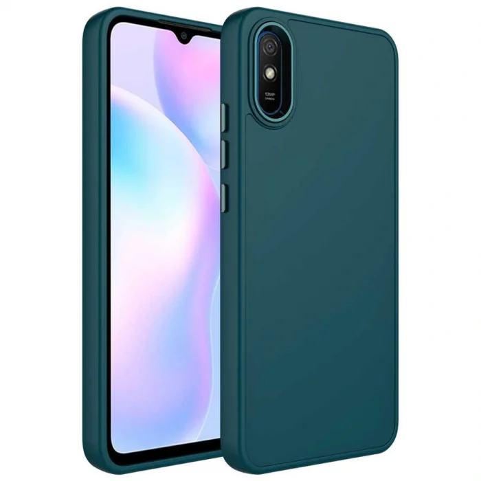 Xiaomi Redmi 9A Kılıf Metal Çerçeve ve Buton Tasarımlı Silikon Luna Kapak