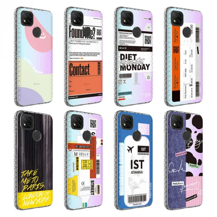 Xiaomi Redmi 9C Kılıf Airbag Kenarlı Renkli Desenli Silikon Elegans Kapak