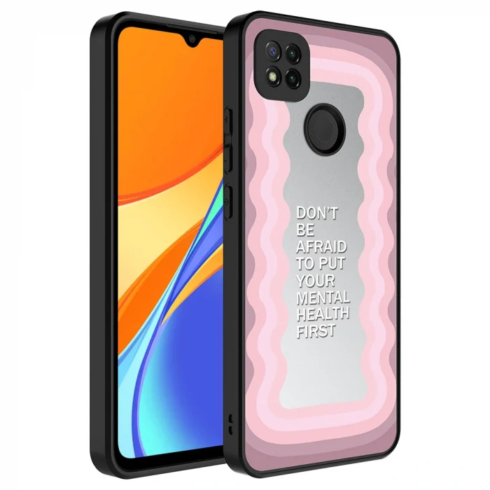 Xiaomi Redmi 9C Kılıf Aynalı Desenli Kamera Korumalı Parlak Mirror Kapak