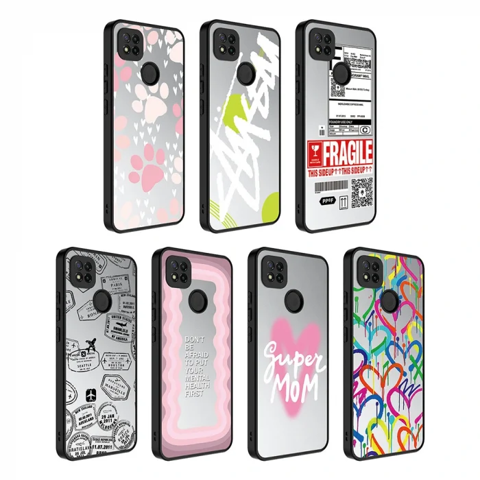 Xiaomi Redmi 9C Kılıf Aynalı Desenli Kamera Korumalı Parlak Mirror Kapak