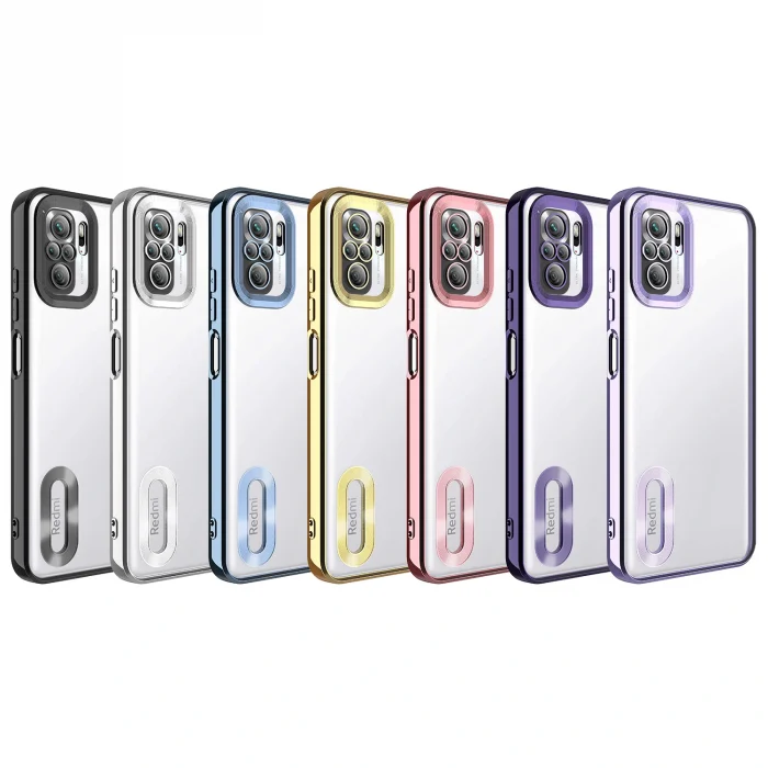 Xiaomi Redmi Note 10 Kılıf Kamera Korumalı Logo Gösteren Omega Kapak