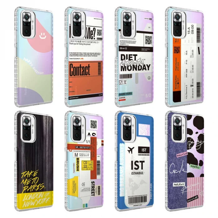 Xiaomi Redmi Note 10 Pro Kılıf Airbag Kenarlı Renkli Desenli Silikon Elegans Kapak