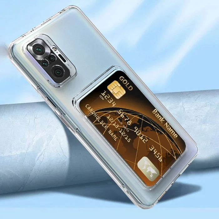 Xiaomi Redmi Note 10 Pro Kılıf Kartlıklı Şeffaf Setra Clear Silikon Kapak