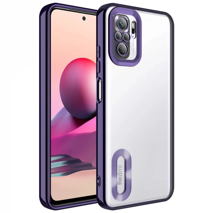 Xiaomi Redmi Note 10S Kılıf Kamera Korumalı Logo Gösteren  Omega Kapak
