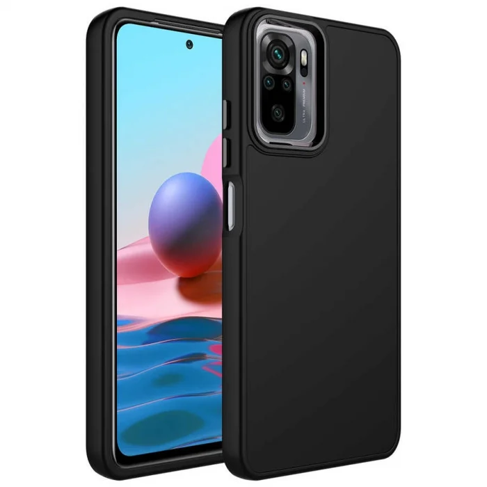 Xiaomi Redmi Note 10S Kılıf Metal Çerçeve ve Buton Tasarımlı Silikon  Luna Kapak