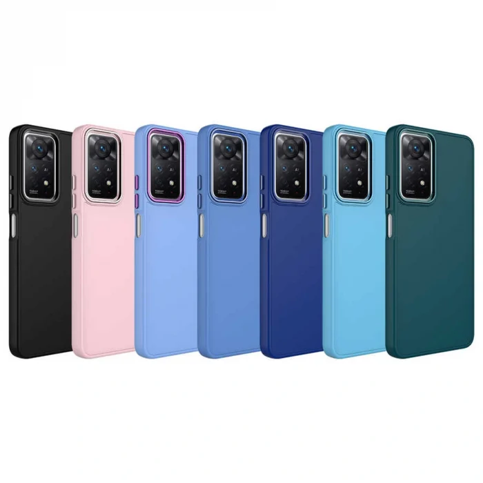 Xiaomi Redmi Note 11 Global Kılıf Metal Çerçeve ve Buton Tasarımlı Silikon Luna Kapak