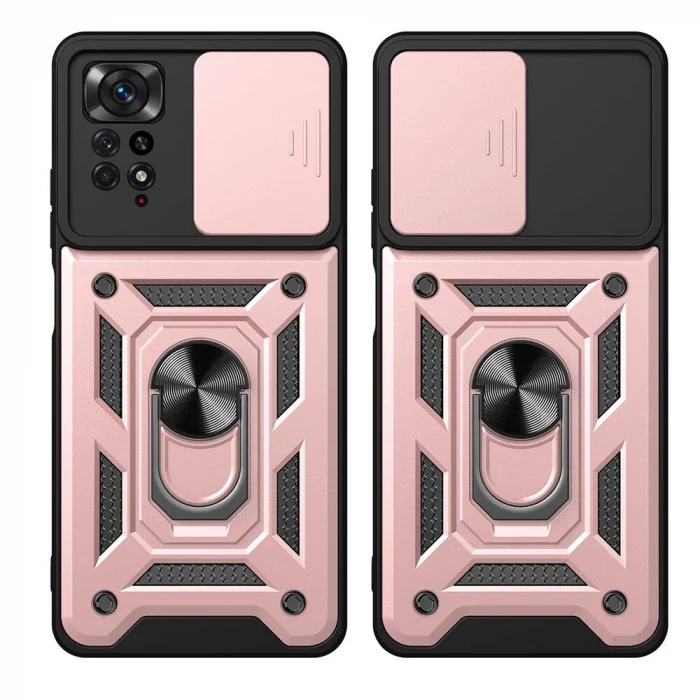 Xiaomi Redmi Note 11 Pro 4G Kılıf Magnetik Standlı Kamera Korumalı Sürgülü Vega Kapak