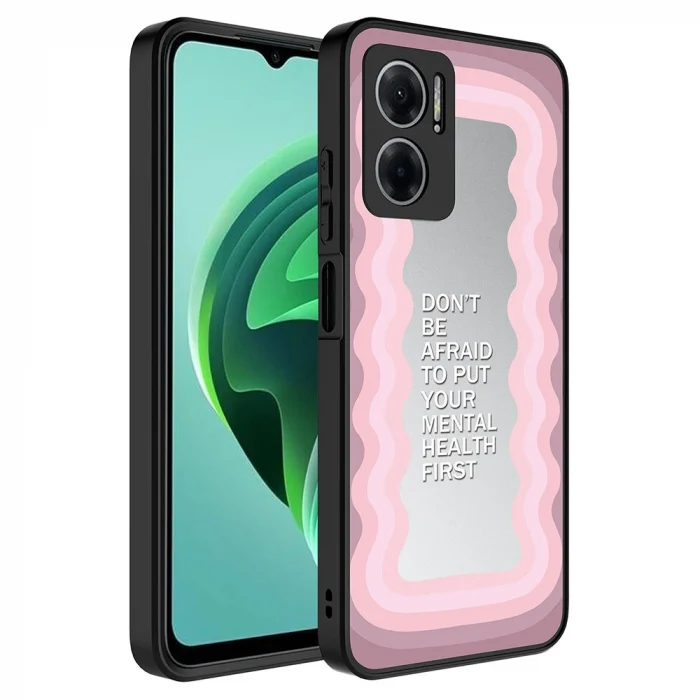 Xiaomi Redmi Note 11E Kılıf Aynalı Desenli Kamera Korumalı Parlak Mirror Kapak