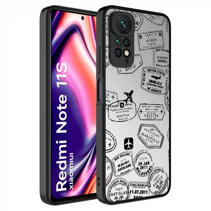 Xiaomi Redmi Note 11S Global Kılıf Aynalı Desenli Kamera Korumalı Parlak Mirror Kapak