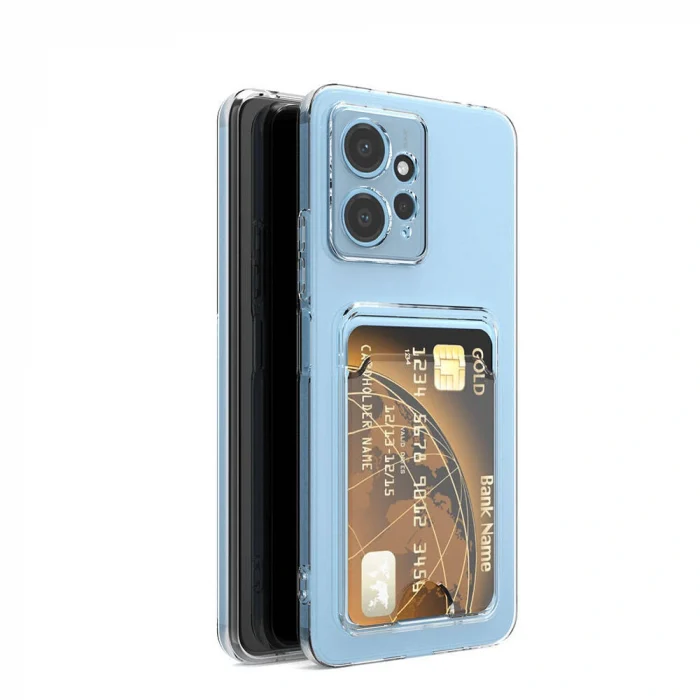 Xiaomi Redmi Note 12 5G Kılıf Kartlıklı Şeffaf Setra Clear Silikon Kapak